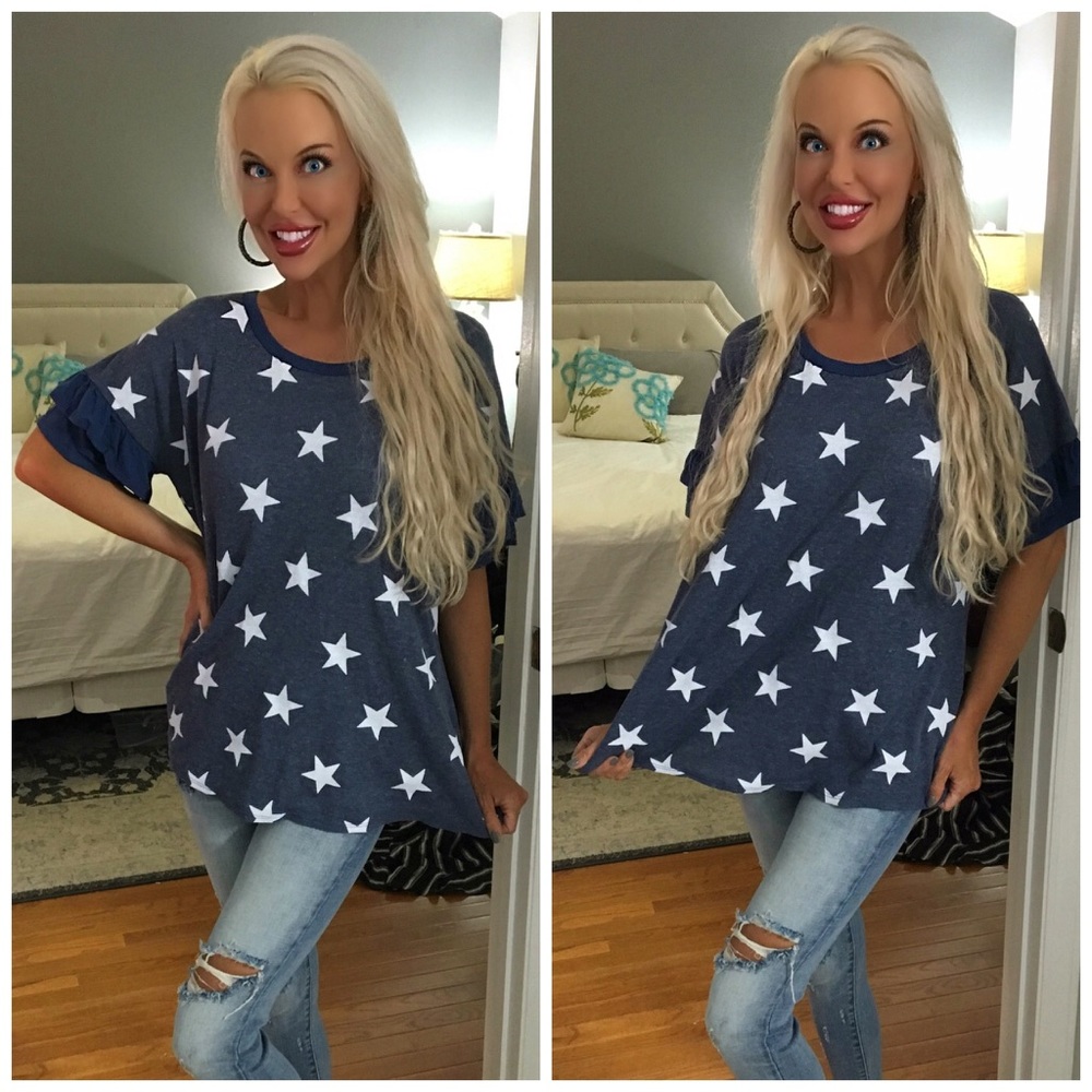 LAST 1! Blue 💕! Ruffle Star Top! - Picture 5 of 7